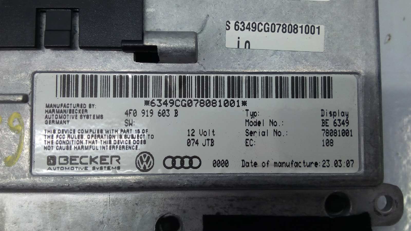 AUDI A6 C6/4F (2004-2011) Music Player With GPS 4F0919603, E2-A1-10-4 18528939