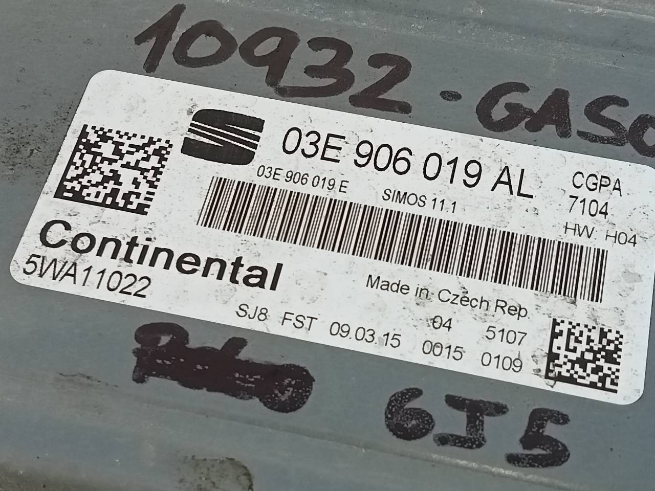 SEAT Cordoba 2 generation (1999-2009) Moottorin ohjausyksikkö ECU 03E906019AL,5WA11022,E2-A1-40-1 21800859