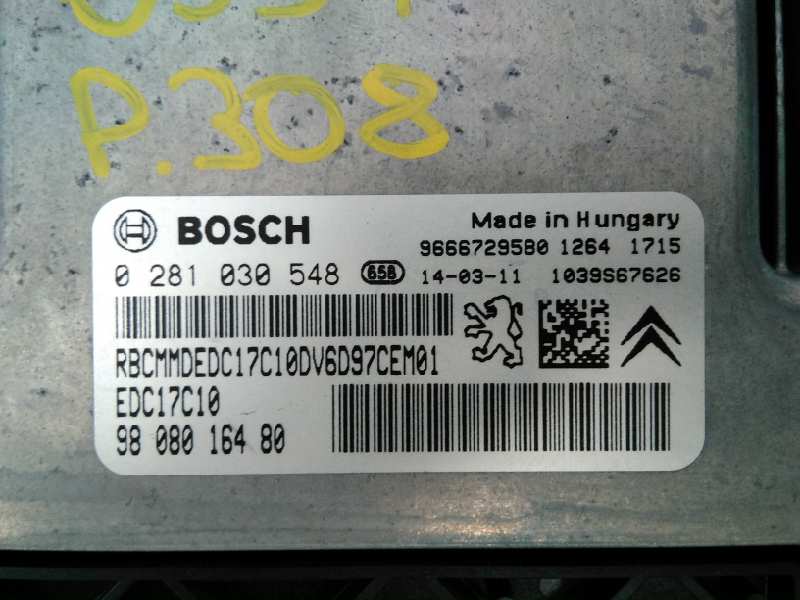 PEUGEOT 308 T9 (2013-2021) Блок керування двигуном ECU 9808016480,0281030548,E3-B2-36-2 18487014