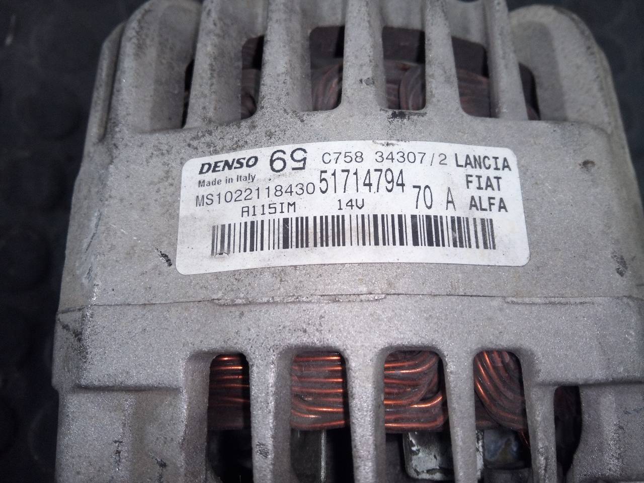 FIAT 500 2 generation (2008-2024) Alternator C75834307, 51714794, P3-A5-18-3 21796613