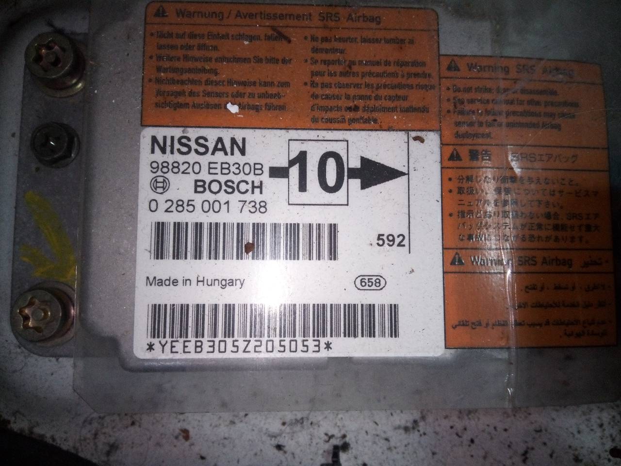 NISSAN Pathfinder R51 (2004-2014) SRS Control Unit 98820EB30B, 0285001738 23297487