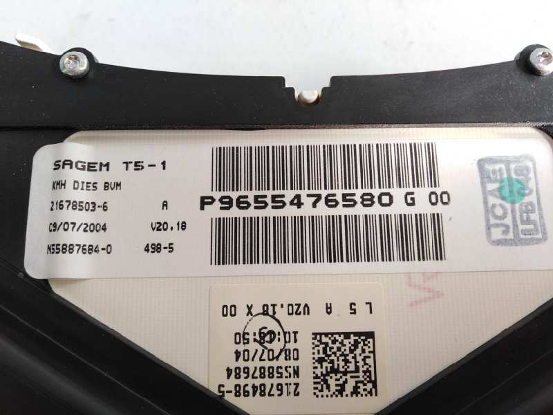 PEUGEOT 307 1 generation (2001-2008) Speedometer 9655476580, E1-A4-15-2 18414165