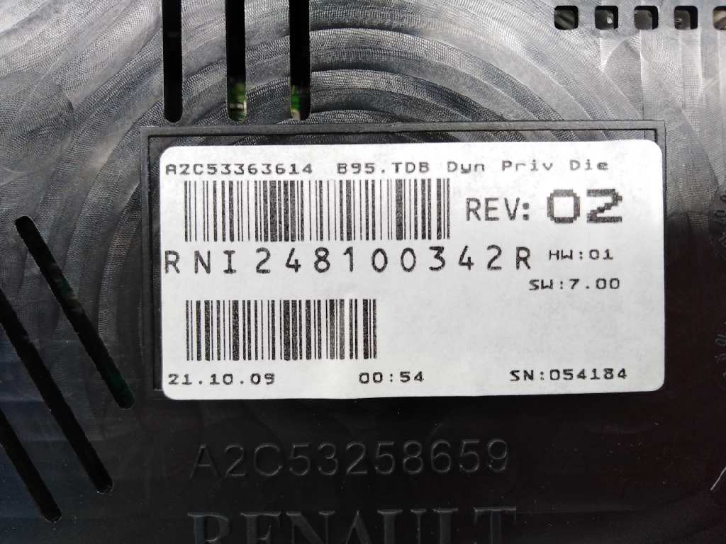 RENAULT Megane 3 generation (2008-2020) Speedometer 248100342, A2C53363614, E2-A1-45-2 18467179