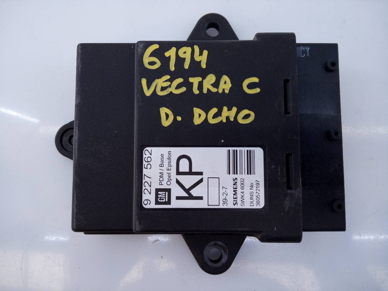 OPEL Vectra C (2002-2005) Other Control Units 9227562, 5WK46002, E3-A5-17-4 18702984