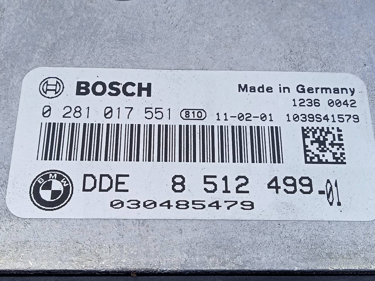 BMW X1 E84 (2009-2015) Engine Control Unit ECU 8512499, 0281017551, E3-A2-31-3 23301496