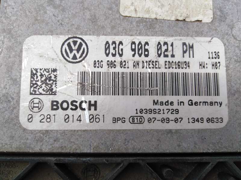 VOLKSWAGEN Golf 5 generation (2003-2009) Moottorin ohjausyksikkö ECU 03G906021PM,0281014061,E2-A1-19-7 18676322