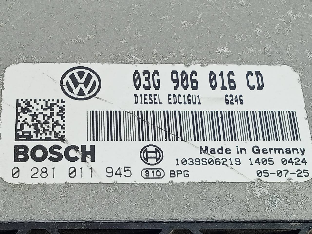 VOLKSWAGEN Touran 1 generation (2003-2015) Variklio kompiuteris 03G906016CD,0281011945,E2-A1-30-1 20963882