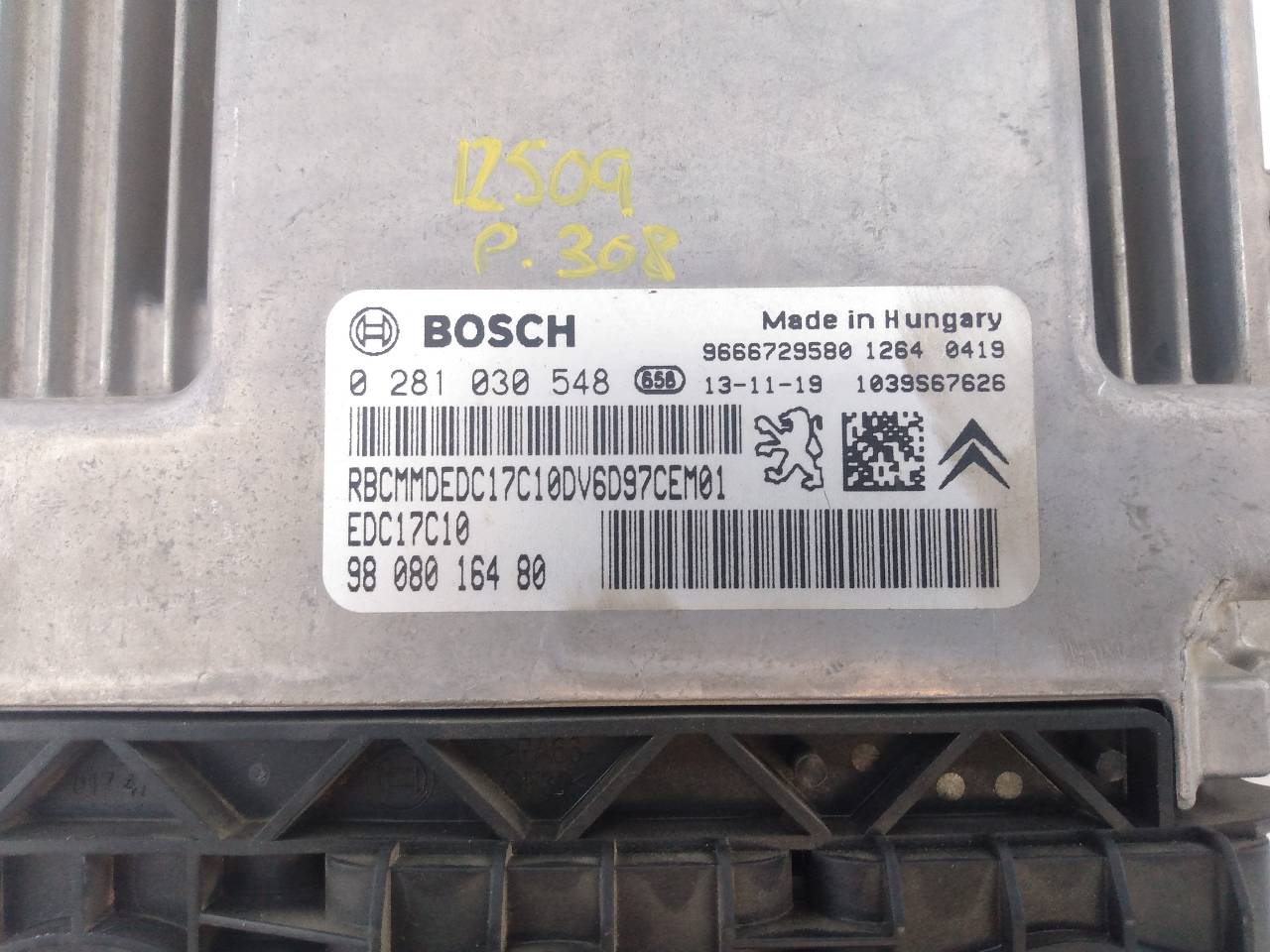 PEUGEOT 308 T9 (2013-2021) Engine Control Unit ECU 9808016480+0281030548,E3-B2-40-1 26273046