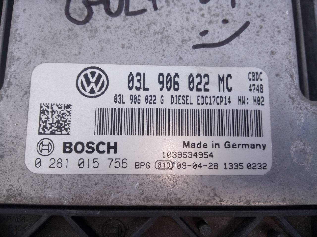 VOLKSWAGEN Golf Plus 2 generation (2009-2014) Motorkontrolenhed ECU 03L906022MC,0281015756 26368429