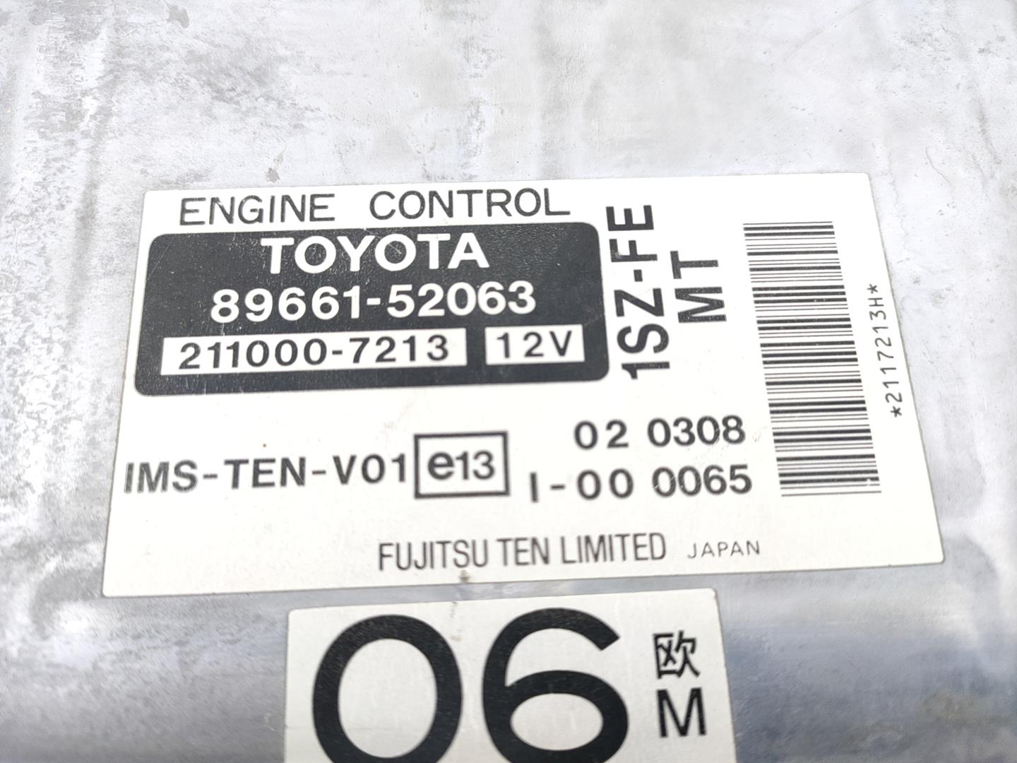 TOYOTA Yaris 1 generation (1999-2005) Moottorin ohjausyksikkö ECU 8966152063,2110007213,E3-B2-19-2 20956367