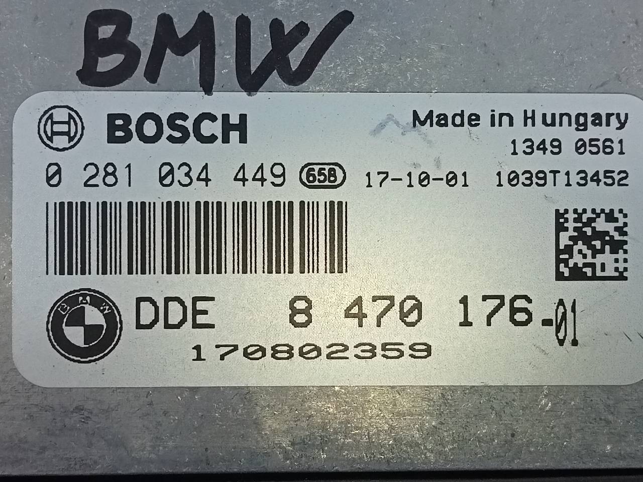 BMW 1 Series F20/F21 (2011-2020) Блок управления двигателем 8470176001, 0281034449, E3-A2-29-1 24823776
