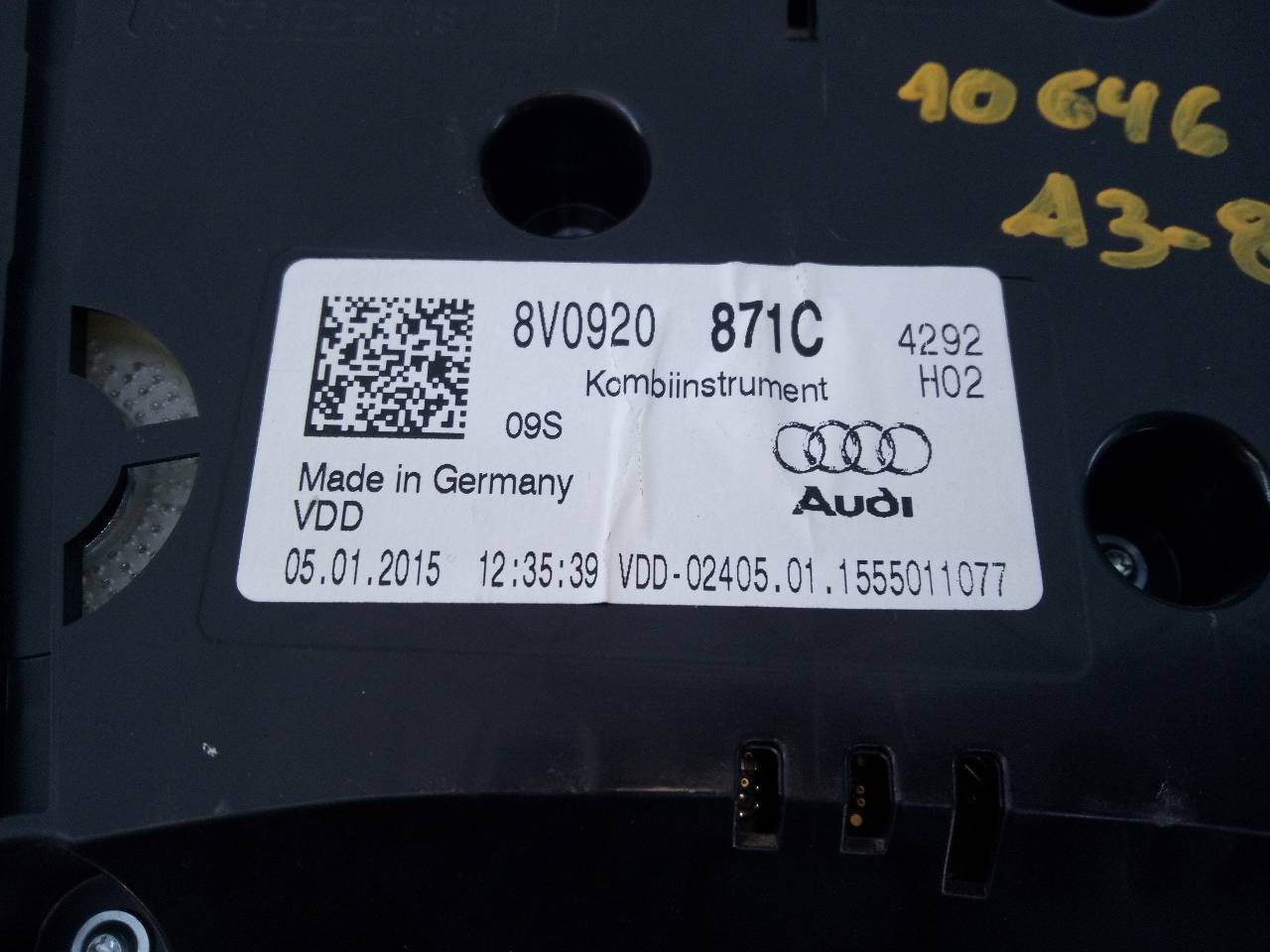 AUDI A3 8V (2012-2020) Instrumentu panelis/spidometrs 8V0920871C, A2C90493400, E2-A1-23-5 21793960