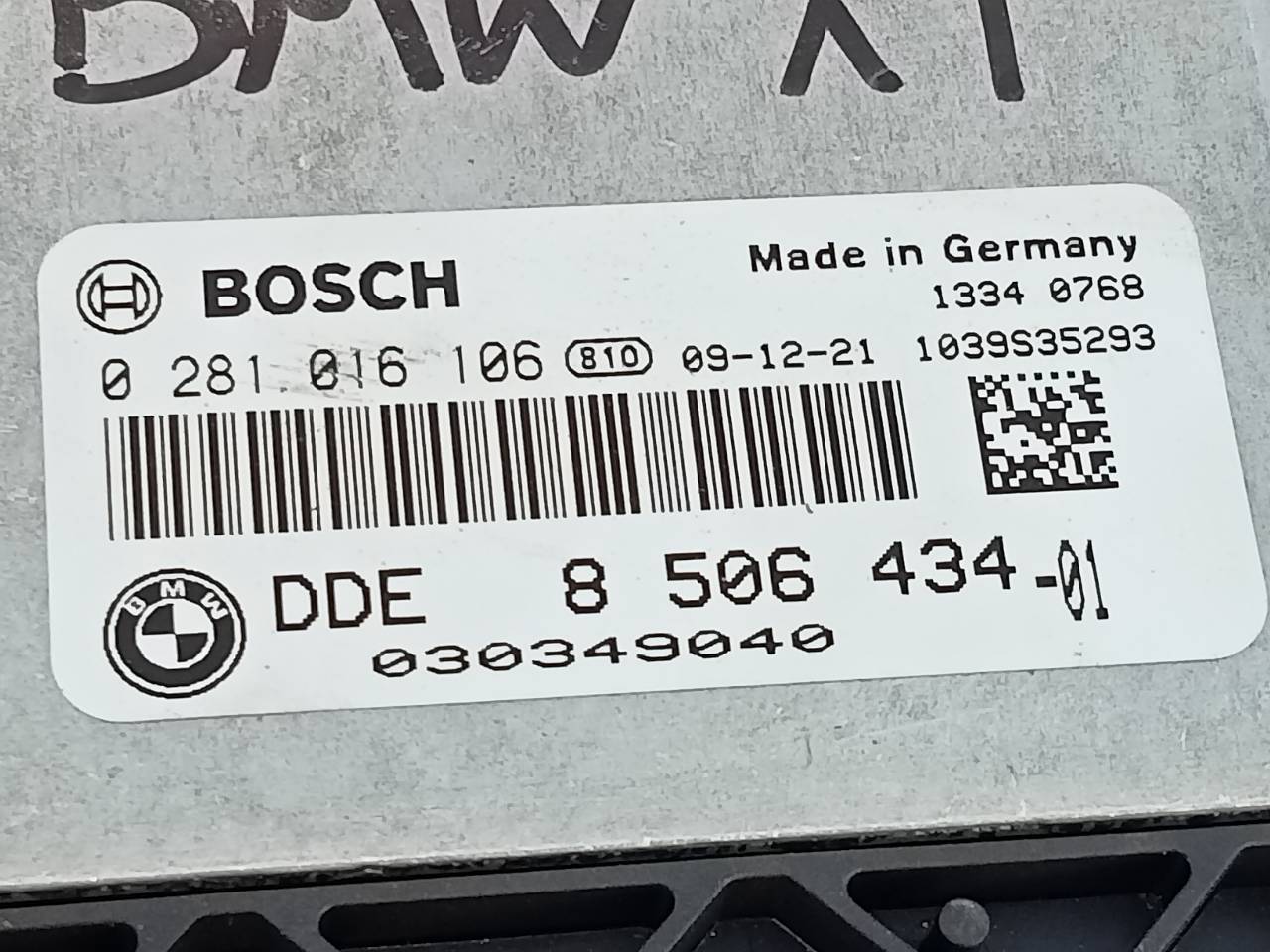 BMW X1 E84 (2009-2015) Блок управления двигателем 8506434, 0281016106, E3-A2-24-1 20966174