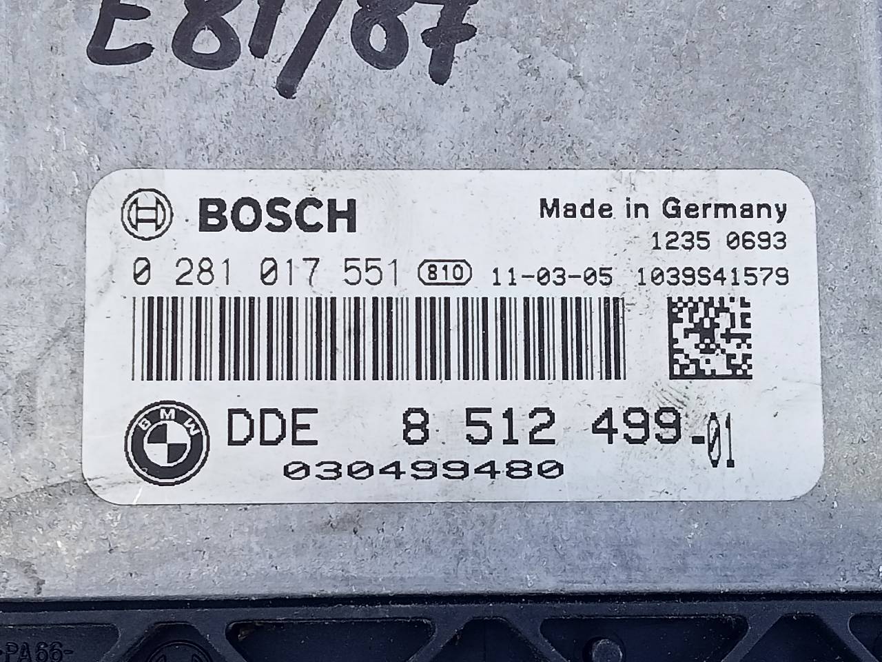 BMW 1 Series E81/E82/E87/E88 (2004-2013) Motorkontrolenhed ECU DDE85125901,0281017551,E3-A2-23-4 20963832