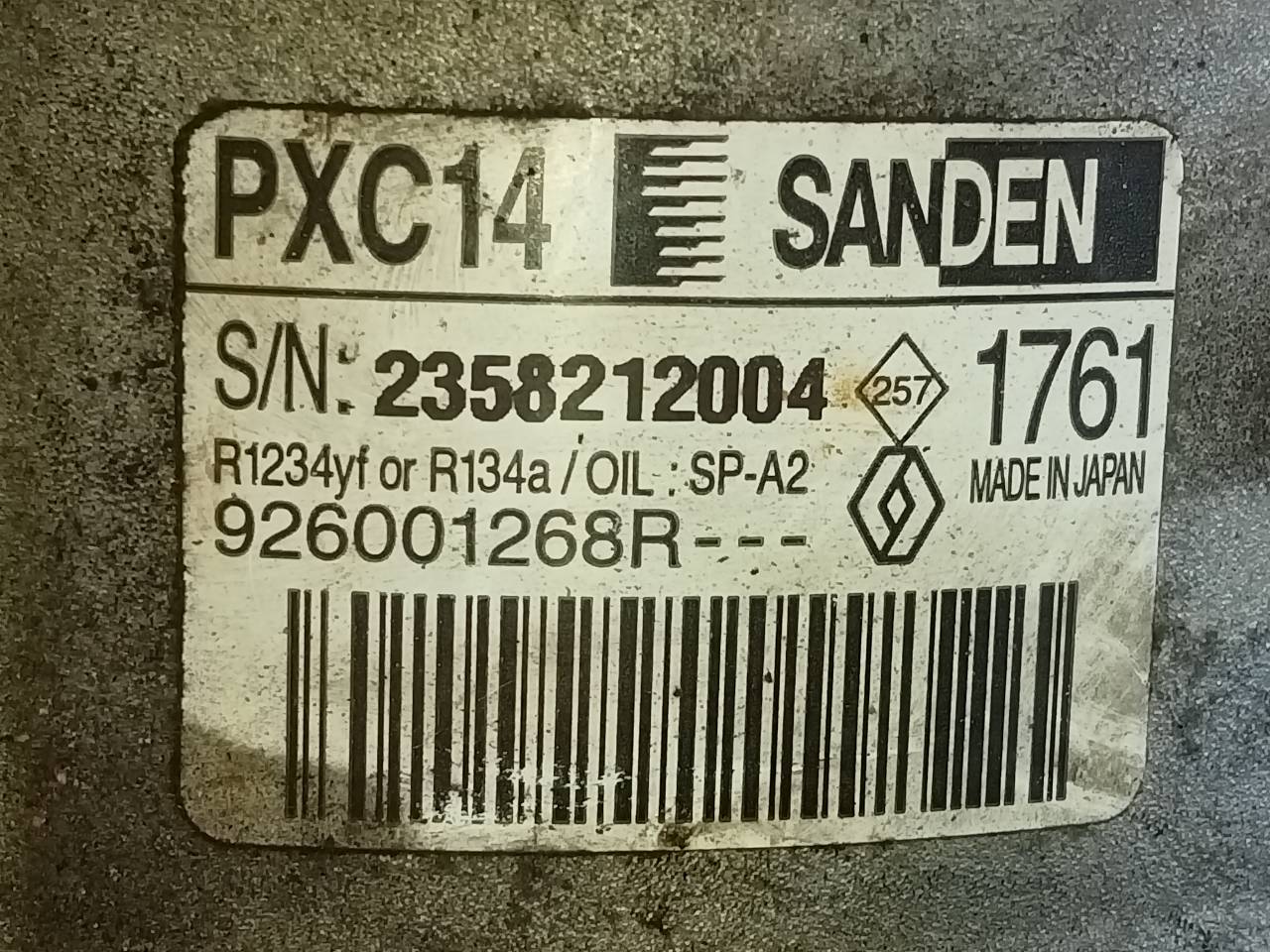 RENAULT Scenic 4 generation (2017-2023) Air Condition Pump 2358212004, 926001268R, P3-B2-7-1 23301259