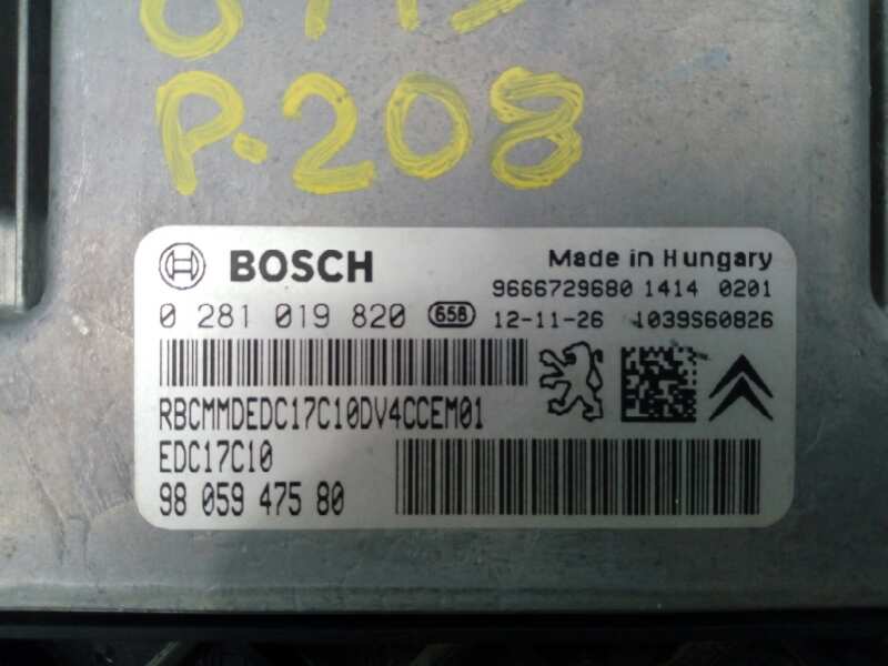 PEUGEOT 208 Peugeot 208 (2012-2015) Calculateur d'unité de commande du moteur 9805947580, 0281019820, E3-B2-46-1 18515137