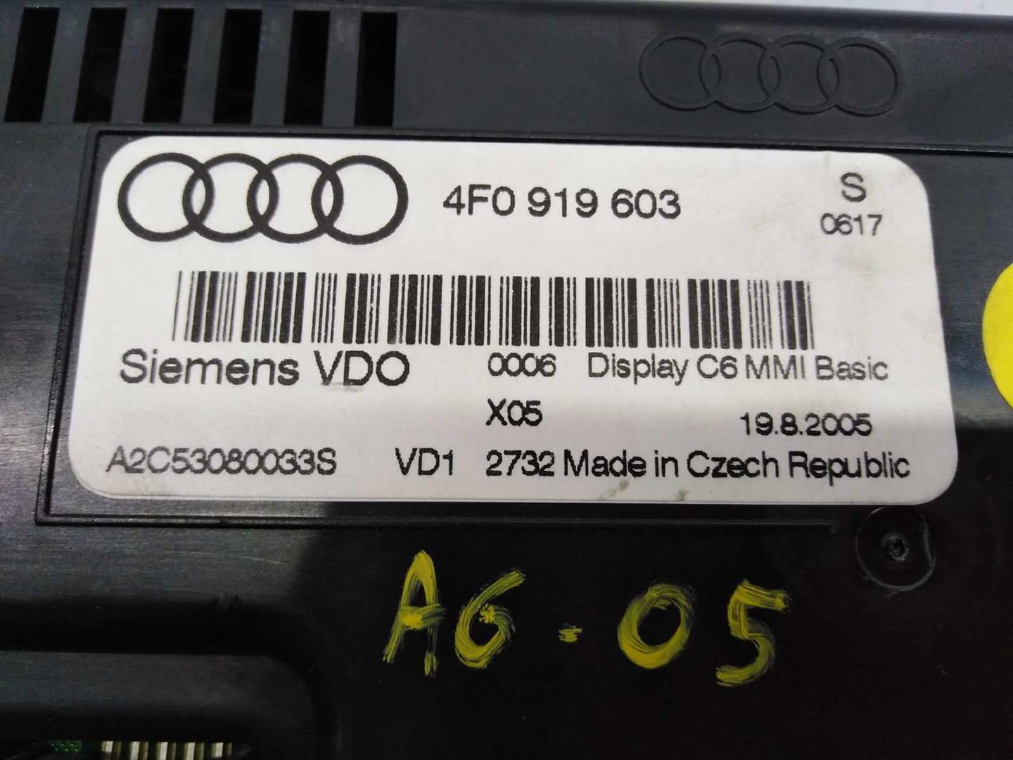 AUDI A6 C6/4F (2004-2011) Другие внутренние детали 4F0919603, E2-A1-8-6 18412040