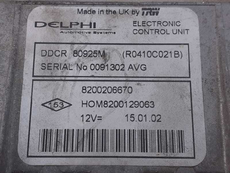 RENAULT Clio 2 generation (1998-2013) Motorkontrollenhet ECU 8200206670, E2-A1-6-1 18657101