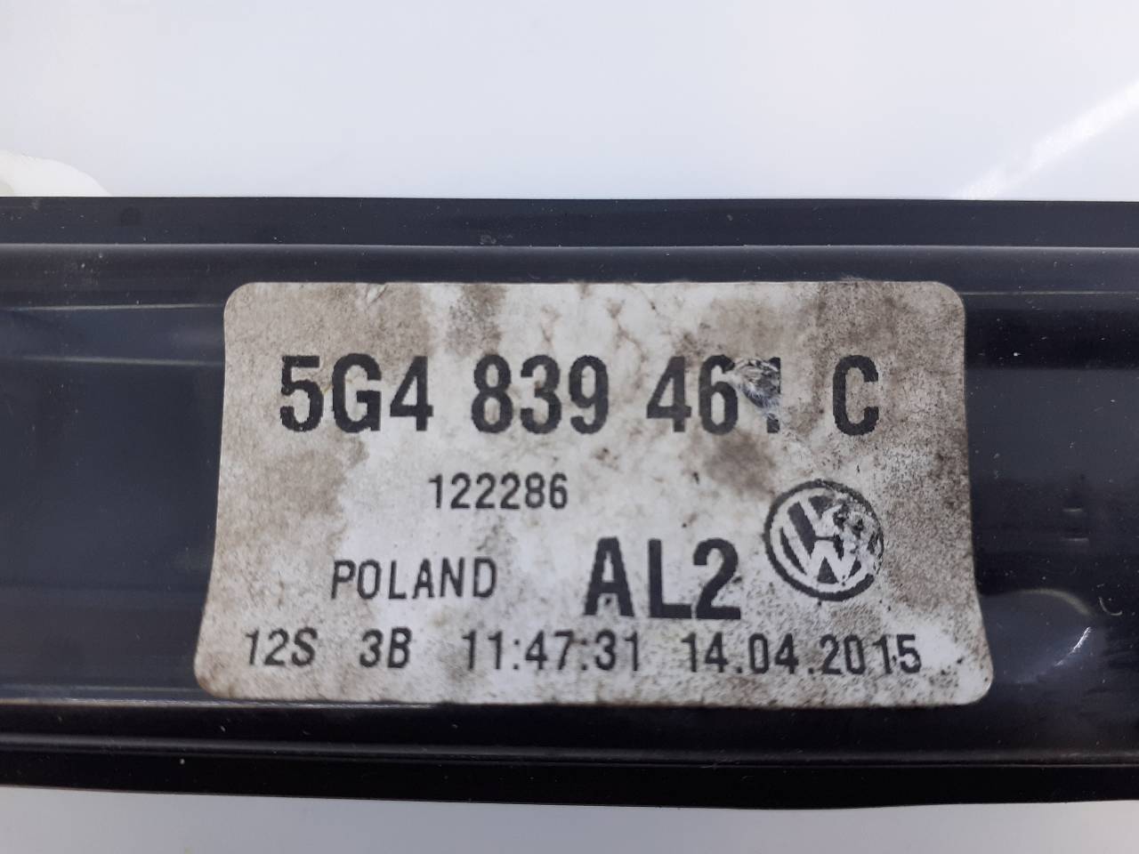 VOLKSWAGEN Golf 7 generation (2012-2024) Galinių kairių durų stiklo pakelėjas 5G4839461C,E1-B6-15-2 18709278