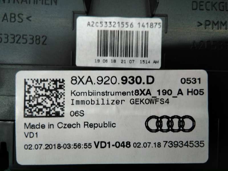 AUDI A7 C7/4G (2010-2020) Speedometer 8XA920930D,A2C53219792,E2-A1-2-5 18556663