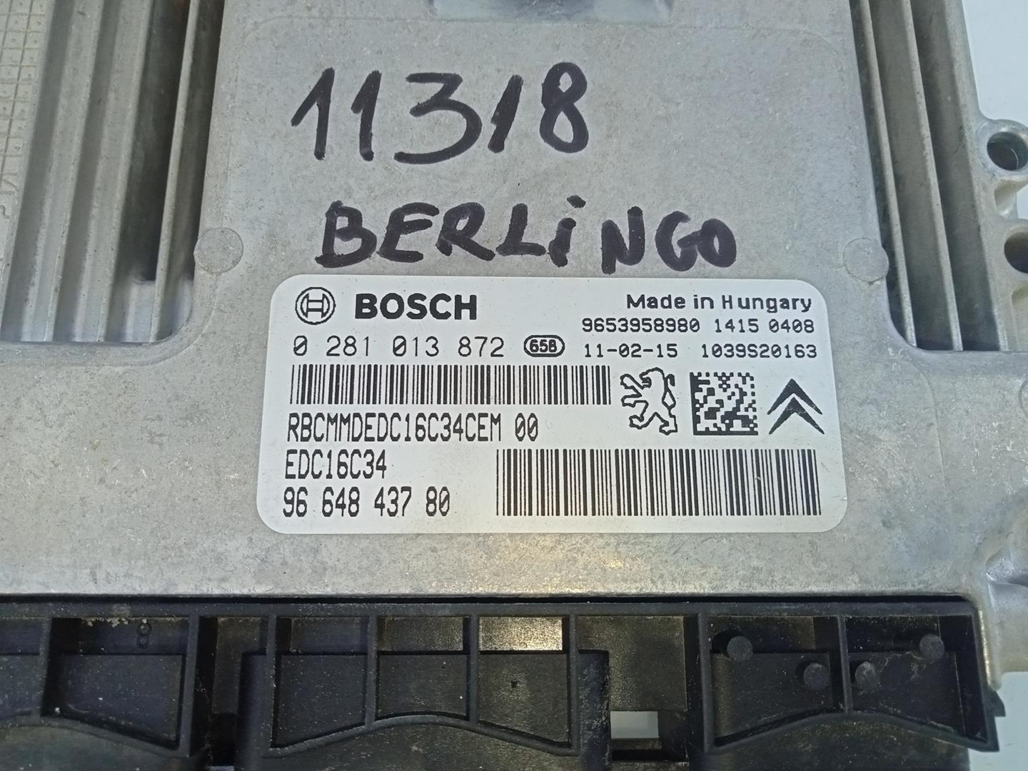 CITROËN Berlingo 2 generation (2008-2023) Engine Control Unit ECU 9664843780, 0281013872, E3-B2-25-2 21823785