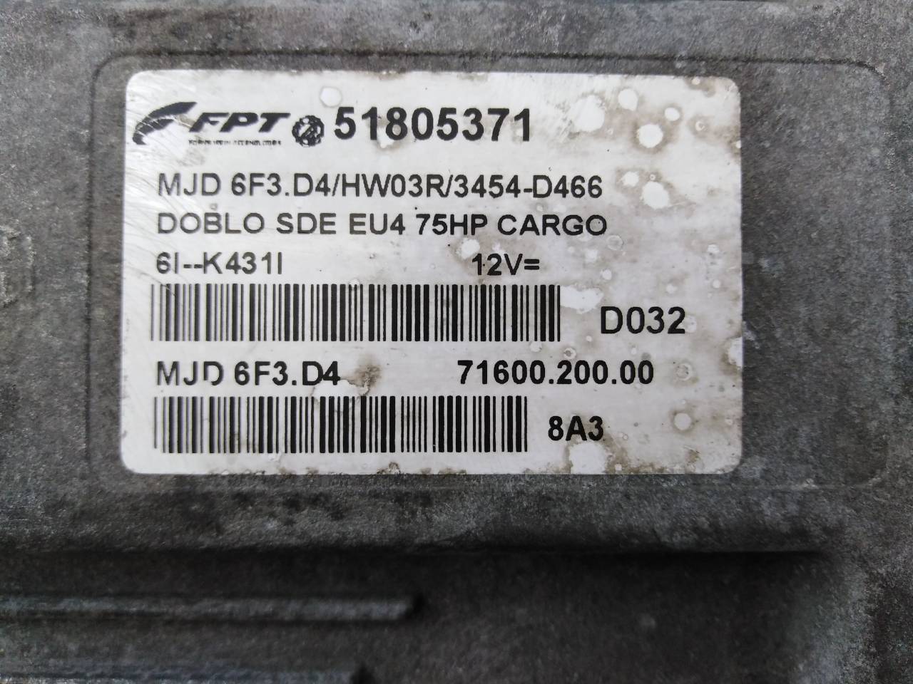 FIAT Doblo 1 generation (2001-2017) Engine Control Unit ECU 51805371,7160020000,E3-A4-23-1 18692124