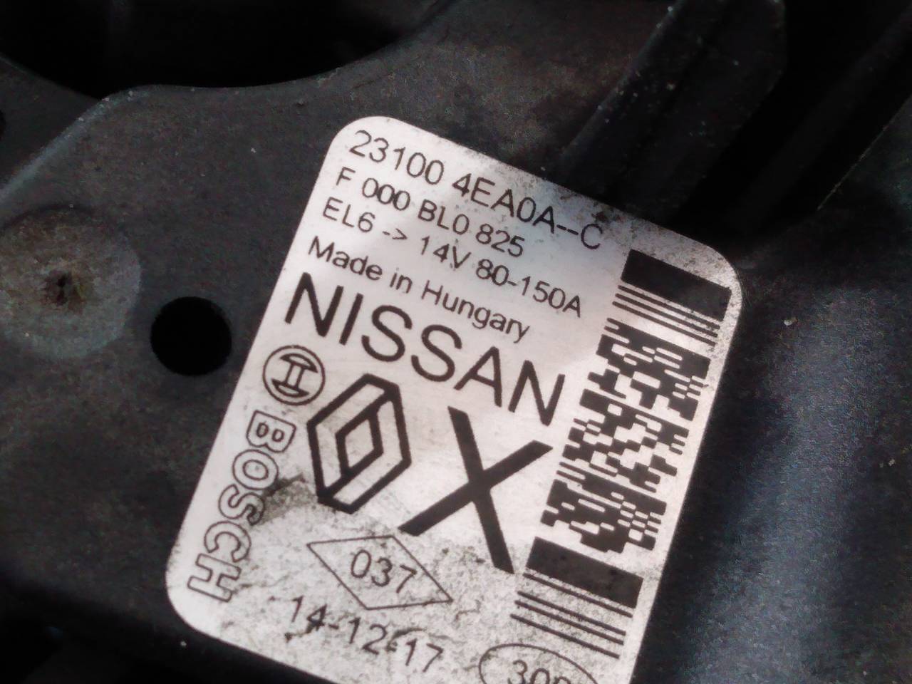 NISSAN Qashqai 2 generation (2013-2023) Alternator F000BL0825,231004EA0AC,P3-A4-9-5 18709219