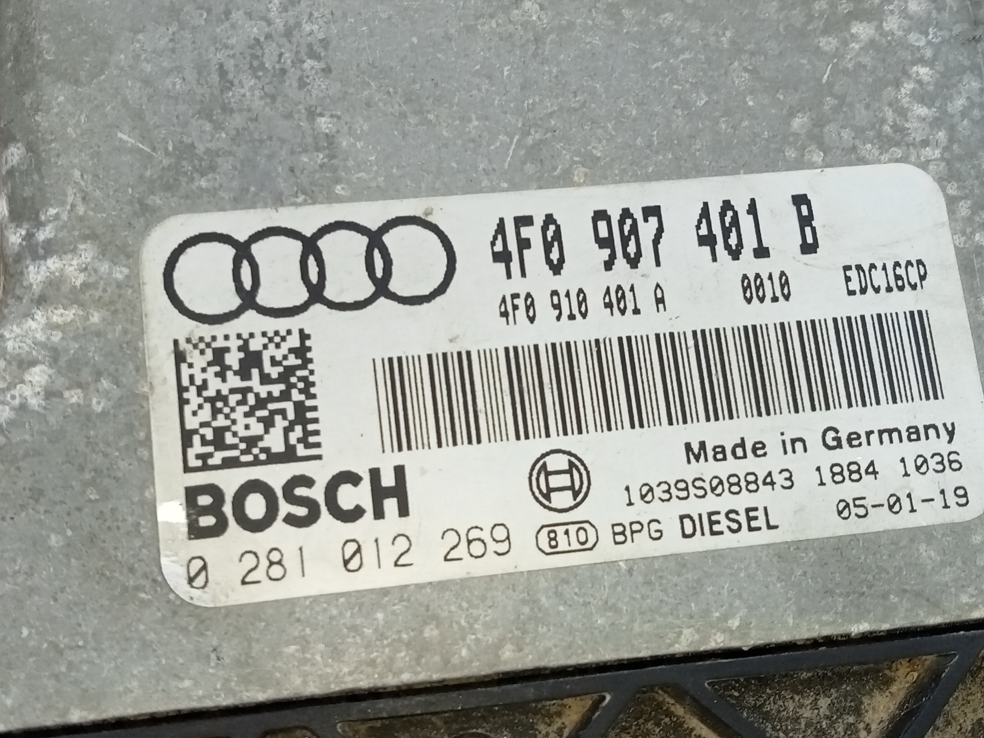 AUDI A6 C6/4F (2004-2011) Блок управления двигателем 4F0907401B, E2-A1-45-3 20953793