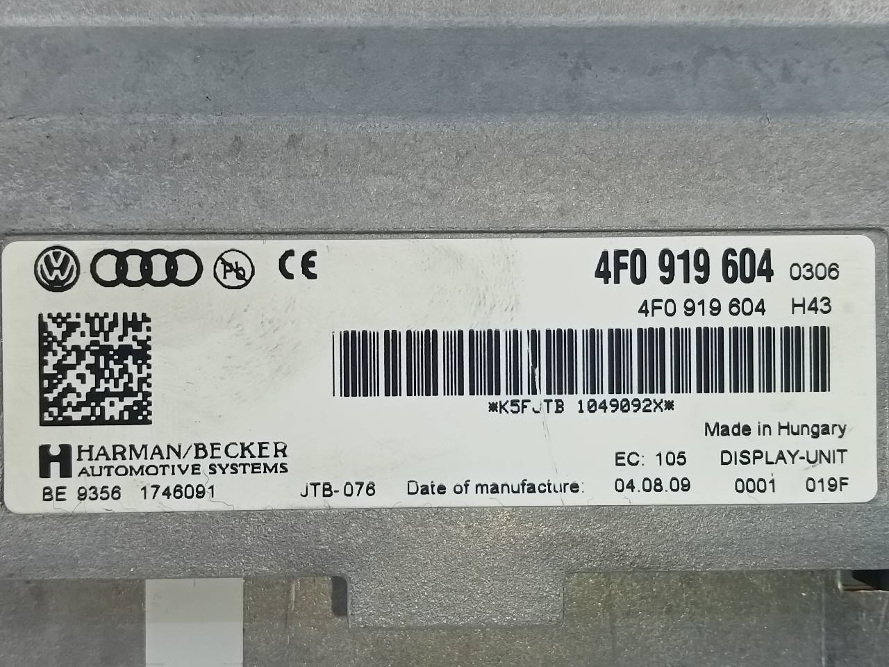 AUDI A5 8T (2007-2016) Music Player With GPS 4F0919604, 8T0919609F 20958872
