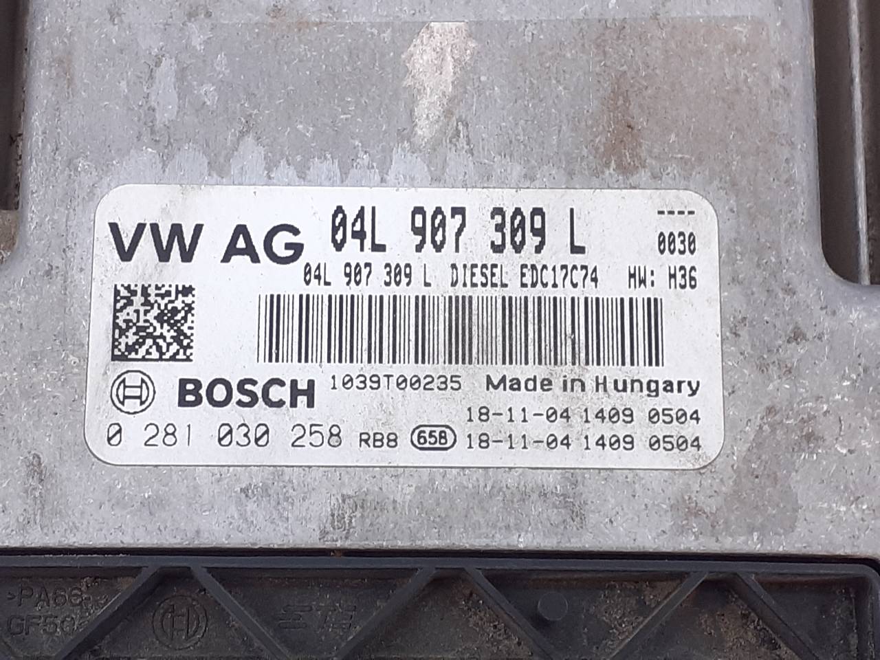 AUDI A4 B9/8W (2015-2024) Motorstyrenhet ECU 04L907309L, 0281030258, E2-A1-35-1 18747663