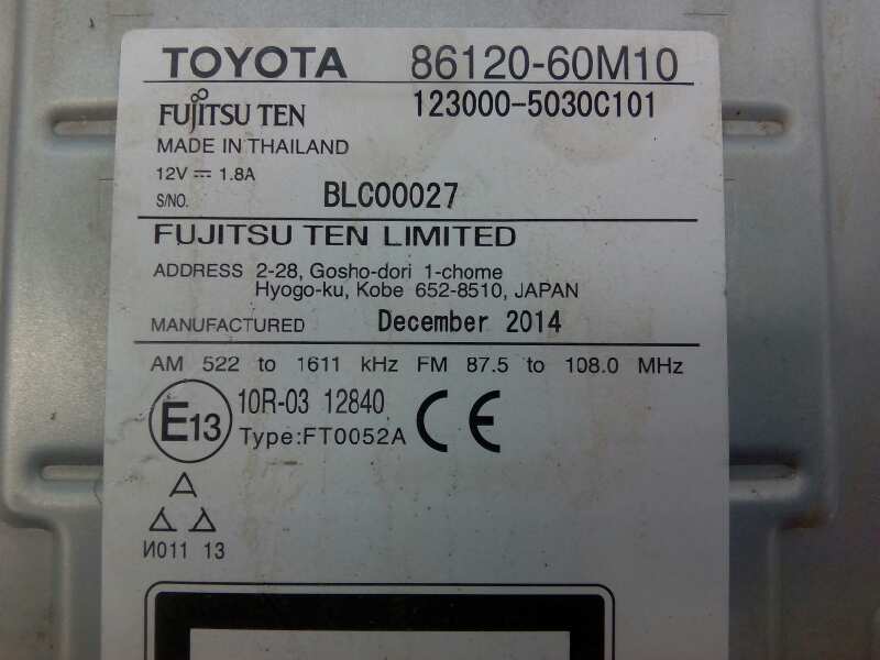 TOYOTA Land Cruiser 70 Series (1984-2024) Lecteur de musique sans GPS 8612060M10,1230005030C101,E3-B2-8-4 18439366