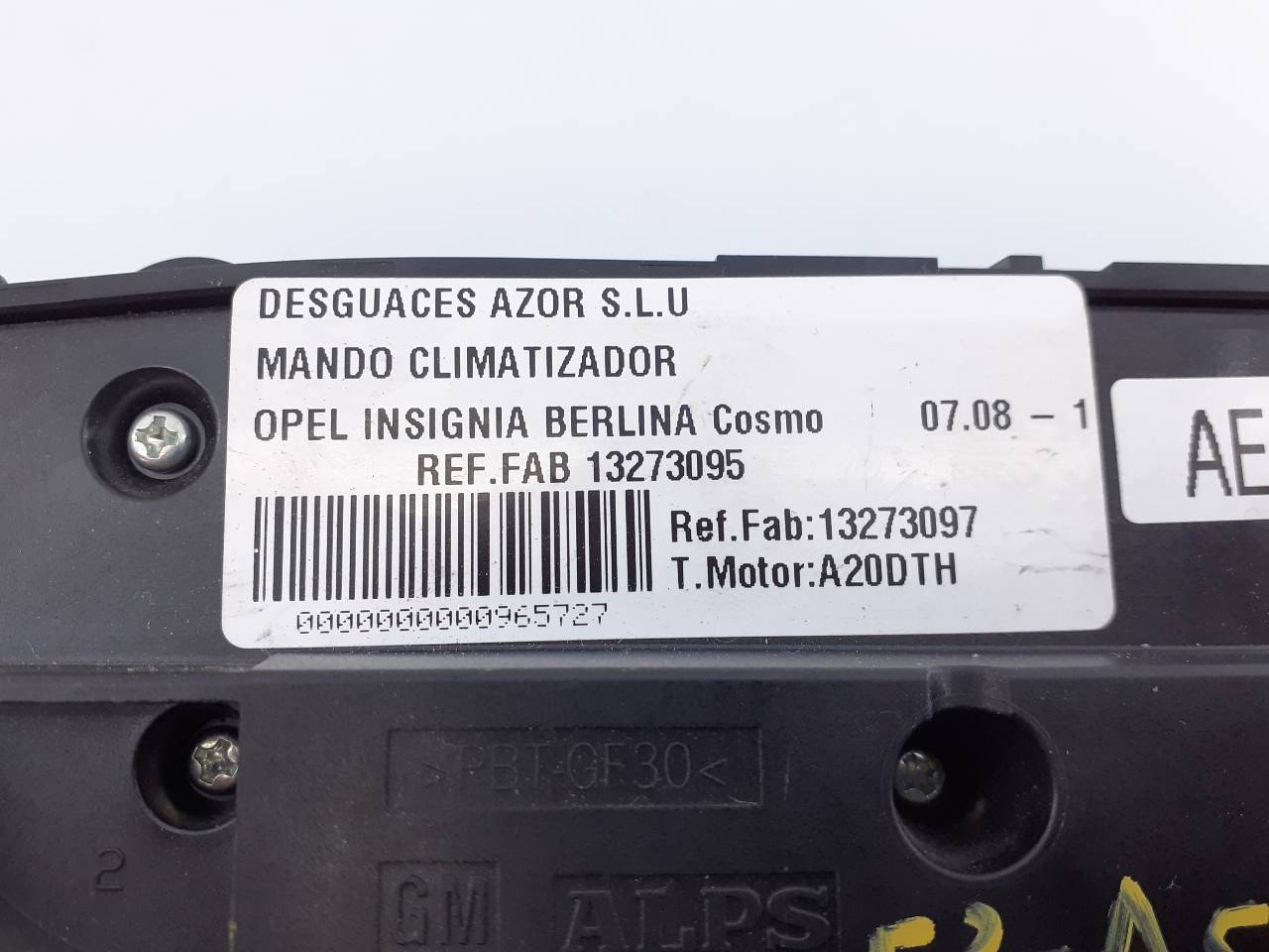 OPEL Insignia A (2008-2016) Climate  Control Unit 13273097, E3-A5-19-4 18347173