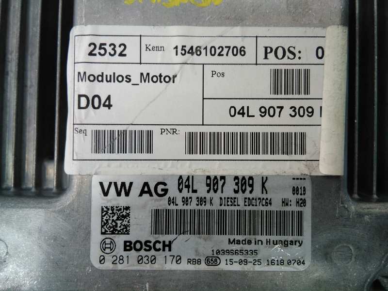 AUDI A6 C5/4B (1997-2004) Engine Control Unit ECU 04L907309K,0281030170,E2-A1-9-4 18568482