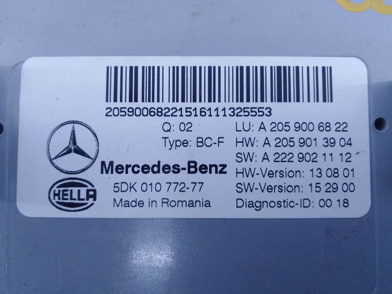 MERCEDES-BENZ GLC 253 (2015-2019) Andre kontrolenheder 5DK01077277,A2059006822,E3-A1-7-7 23753700