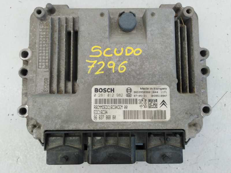 FIAT Scudo 2 generation (2007-2016) Calculateur d'unité de commande du moteur 0281012982, 9663786880, E3-B2-27-3 18578323