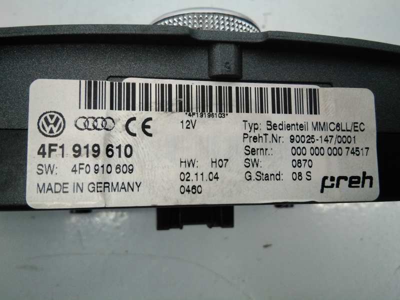 AUDI A6 C6/4F (2004-2011) Muzikos grotuvas su navigacija 4F0919603A 18486083