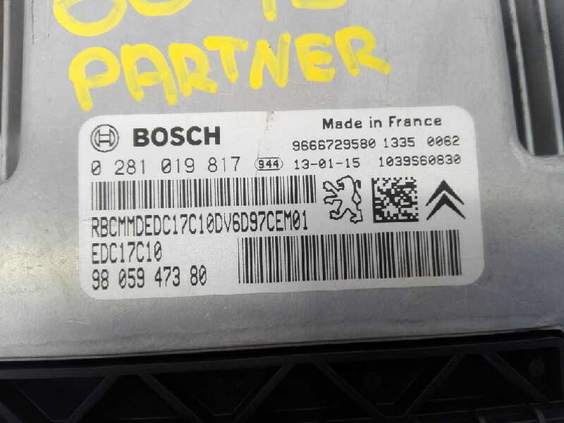 PEUGEOT Partner 2 generation (2008-2023) Variklio kompiuteris 9805947380, 0281019817, E3-B2-25-3 18459353