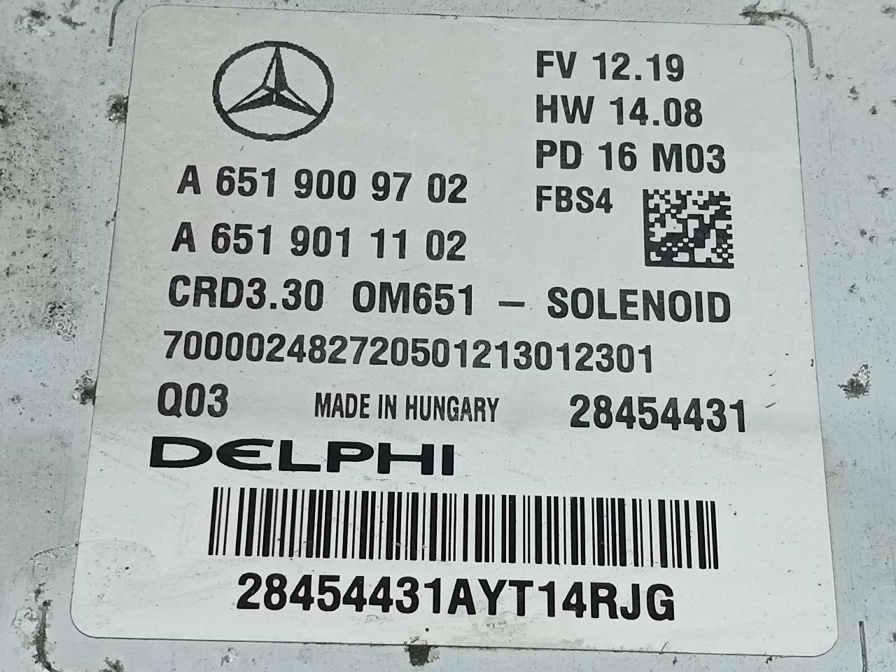 MERCEDES-BENZ CLA-Class C117 (2013-2016) Motorstyrenhet ECU A6519009702, 28454431, E3-A1-12-2 23302623