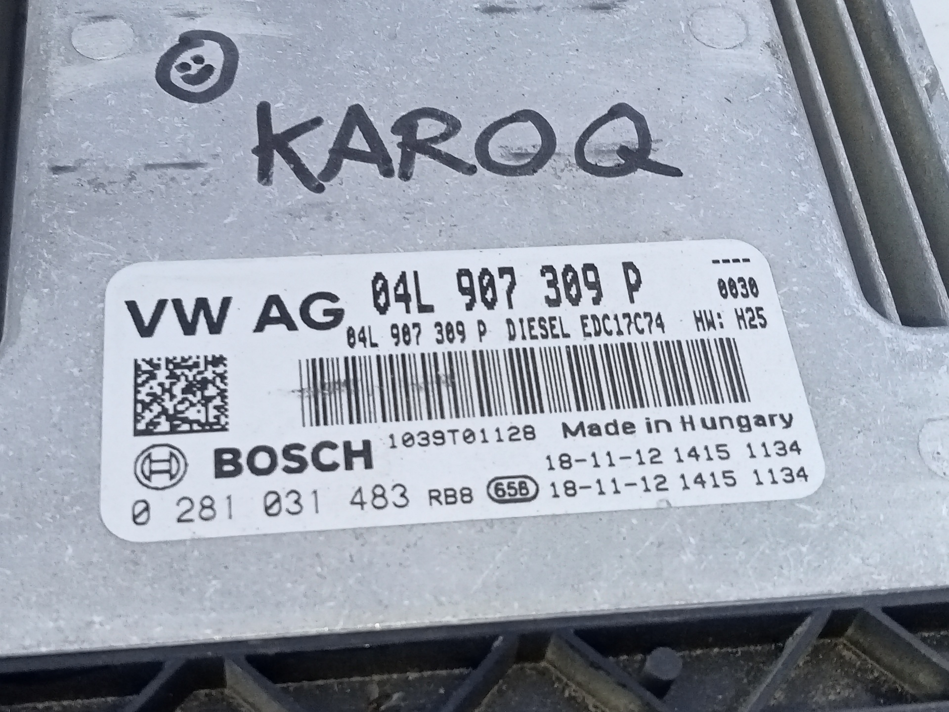 SKODA Karoq 1 generation (2017-2024) Engine Control Unit ECU 04L907309P, E2-A1-45-3 24075347