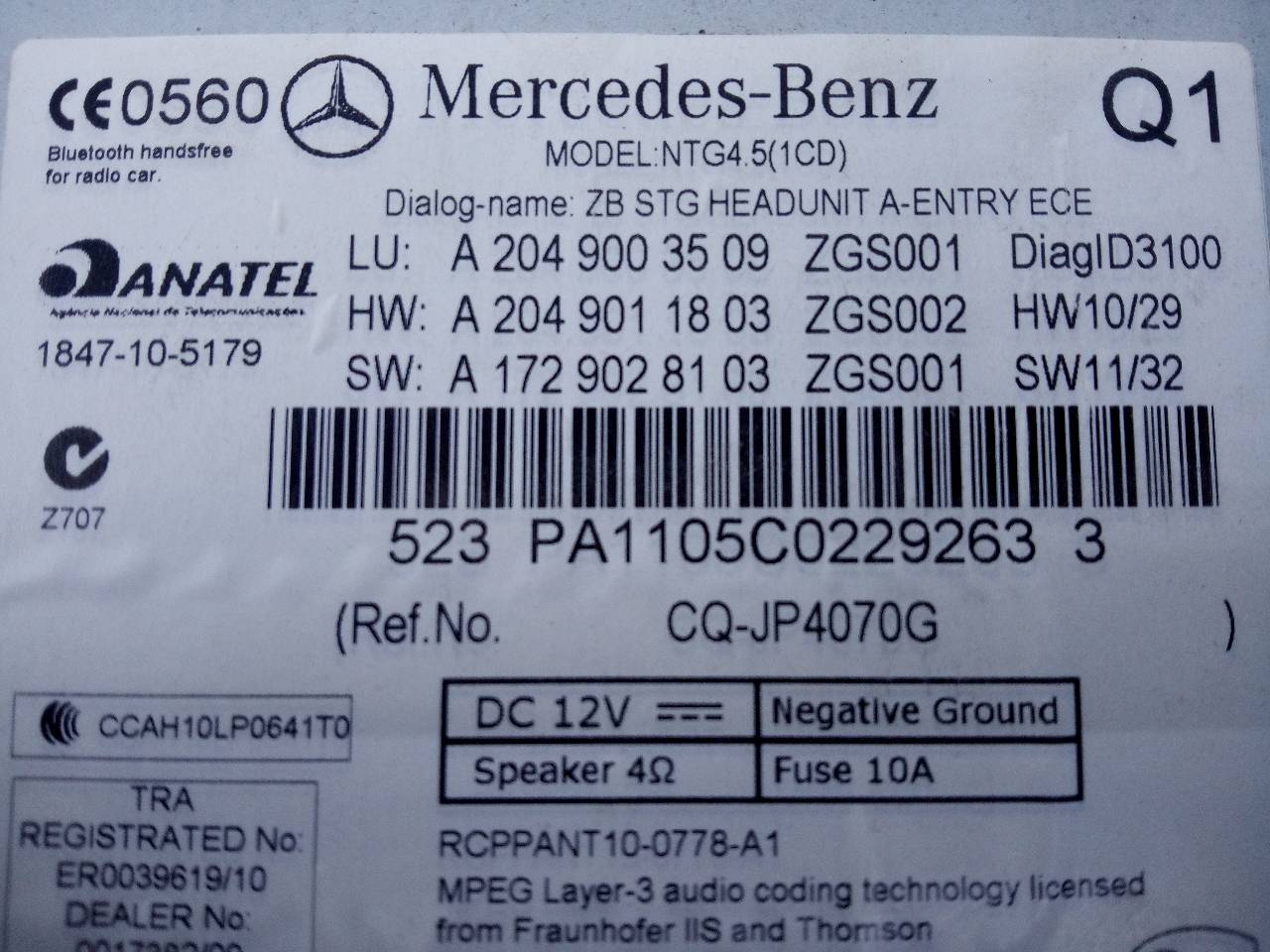 MERCEDES-BENZ C-Class W204/S204/C204 (2004-2015) Musiikkisoitin GPS:llä A2049007508,E3-A1-10-7 21797854