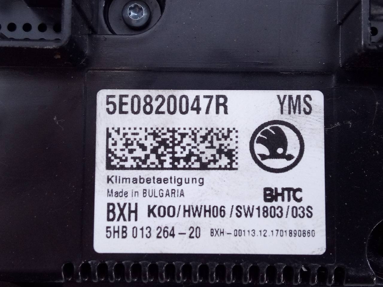 SKODA Yeti 1 generation (2009-2018) Klimakontrolenhed 5E0820047R,E2-A1-30-3 23289763