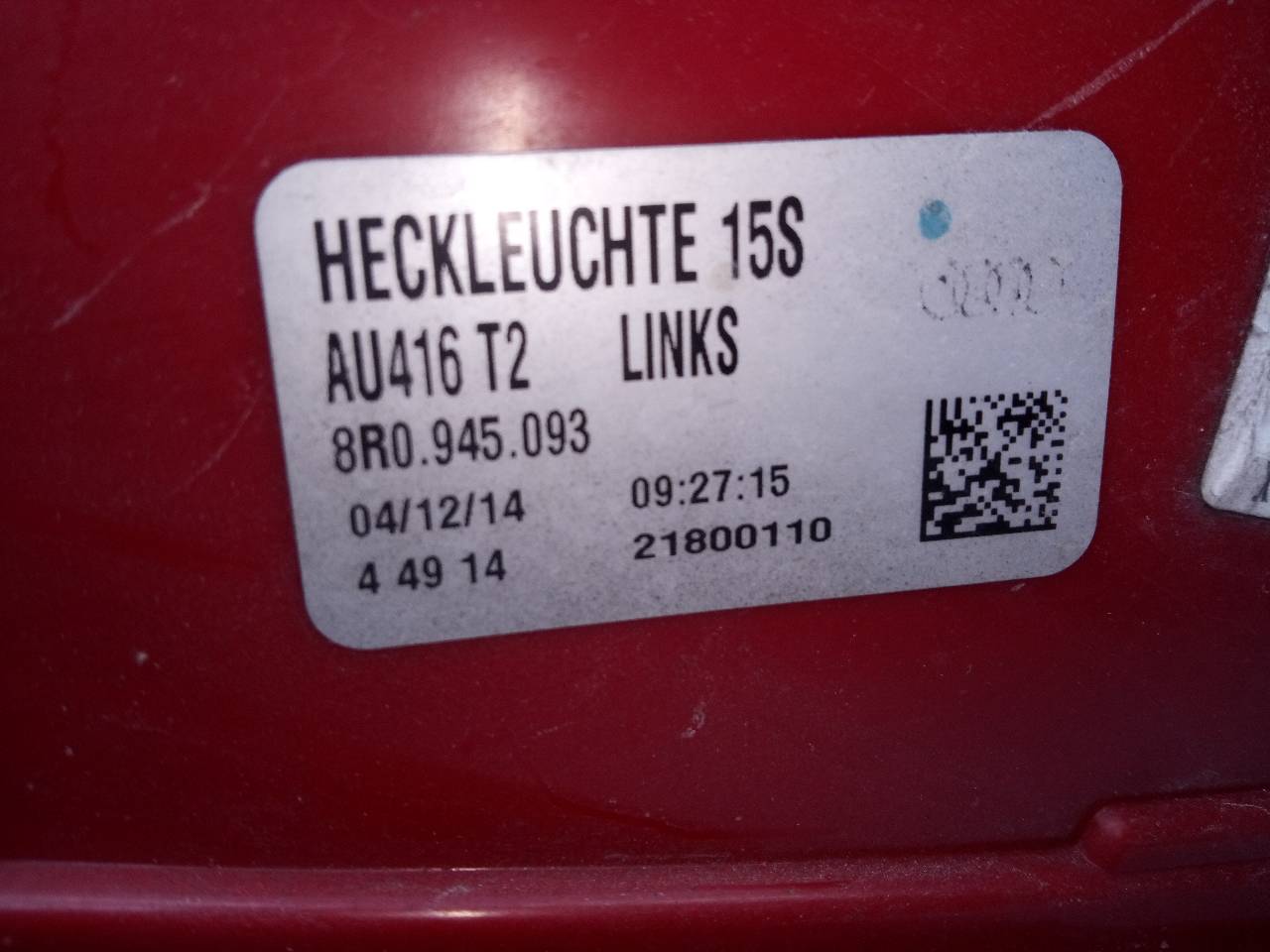 AUDI A6 C6/4F (2004-2011) Feu arrière gauche 8R0945093,E1-B6-30-1 18763763