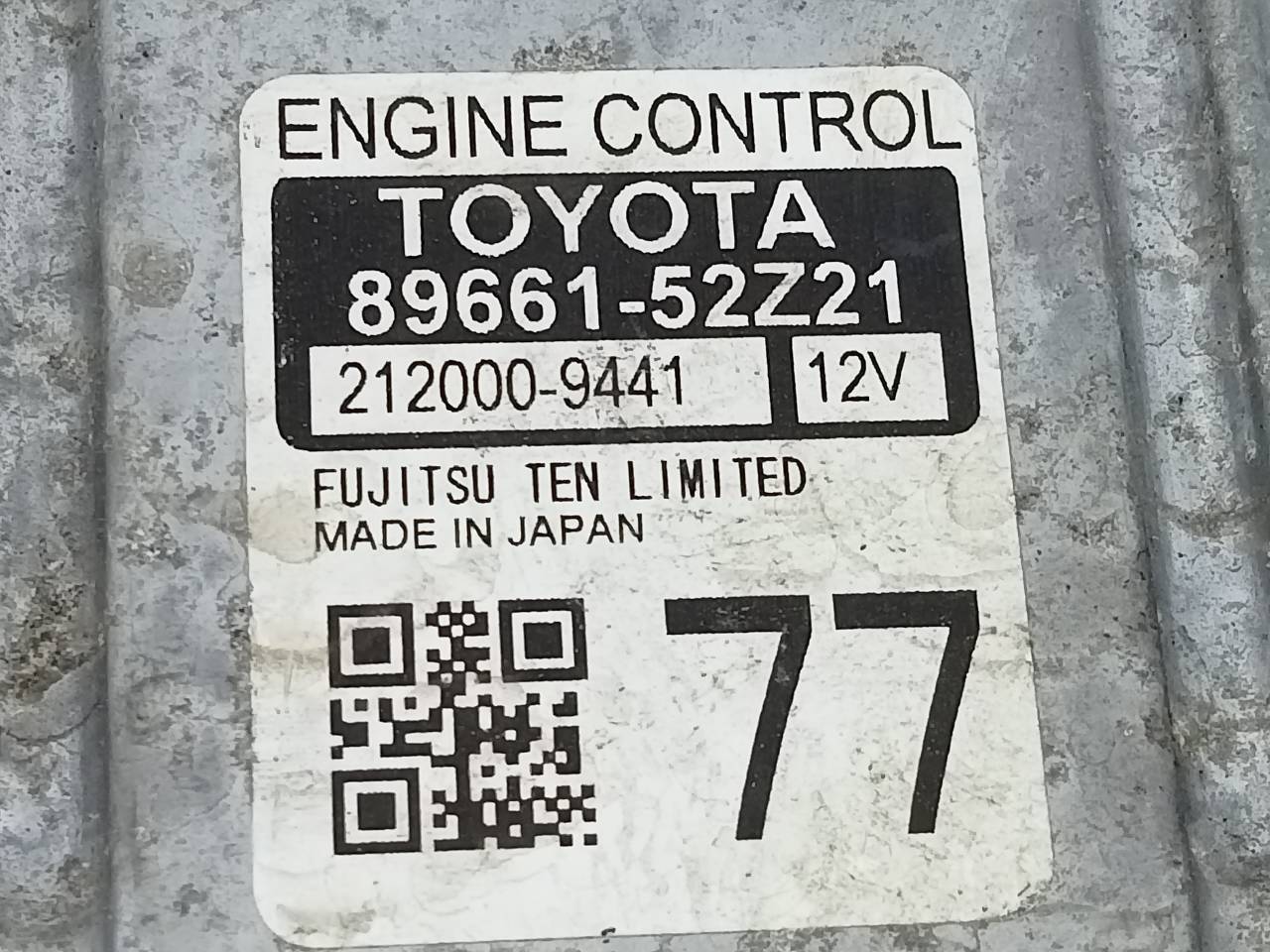 TOYOTA Verso 1 generation (2009-2015) Блок управления двигателем 8966152Z21, 2120009441, E3-B2-19-4 24453058