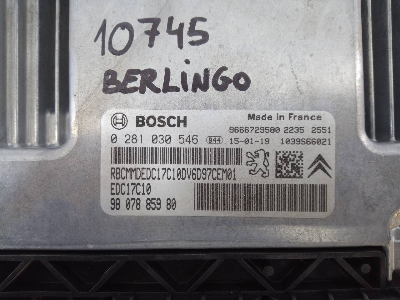 CITROËN Berlingo 2 generation (2008-2023) Engine Control Unit ECU 9807885980, 0281030546, E3-A1-9-1 20961311