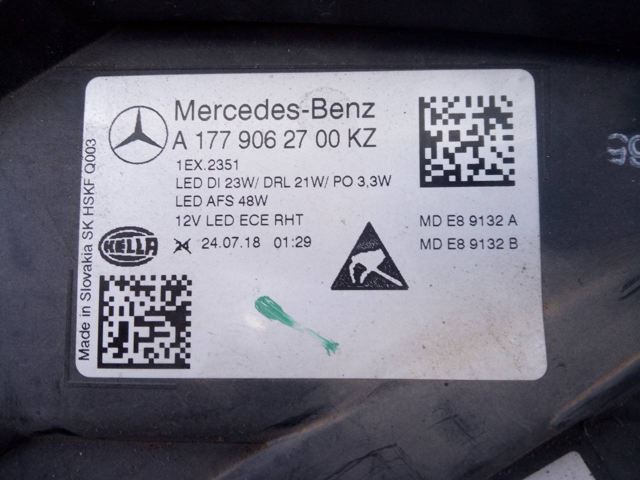 MERCEDES-BENZ A-Class W177 (2018-2024) Vasen etuvalo A1779062700KZ, E1-A2-46-2 24103058