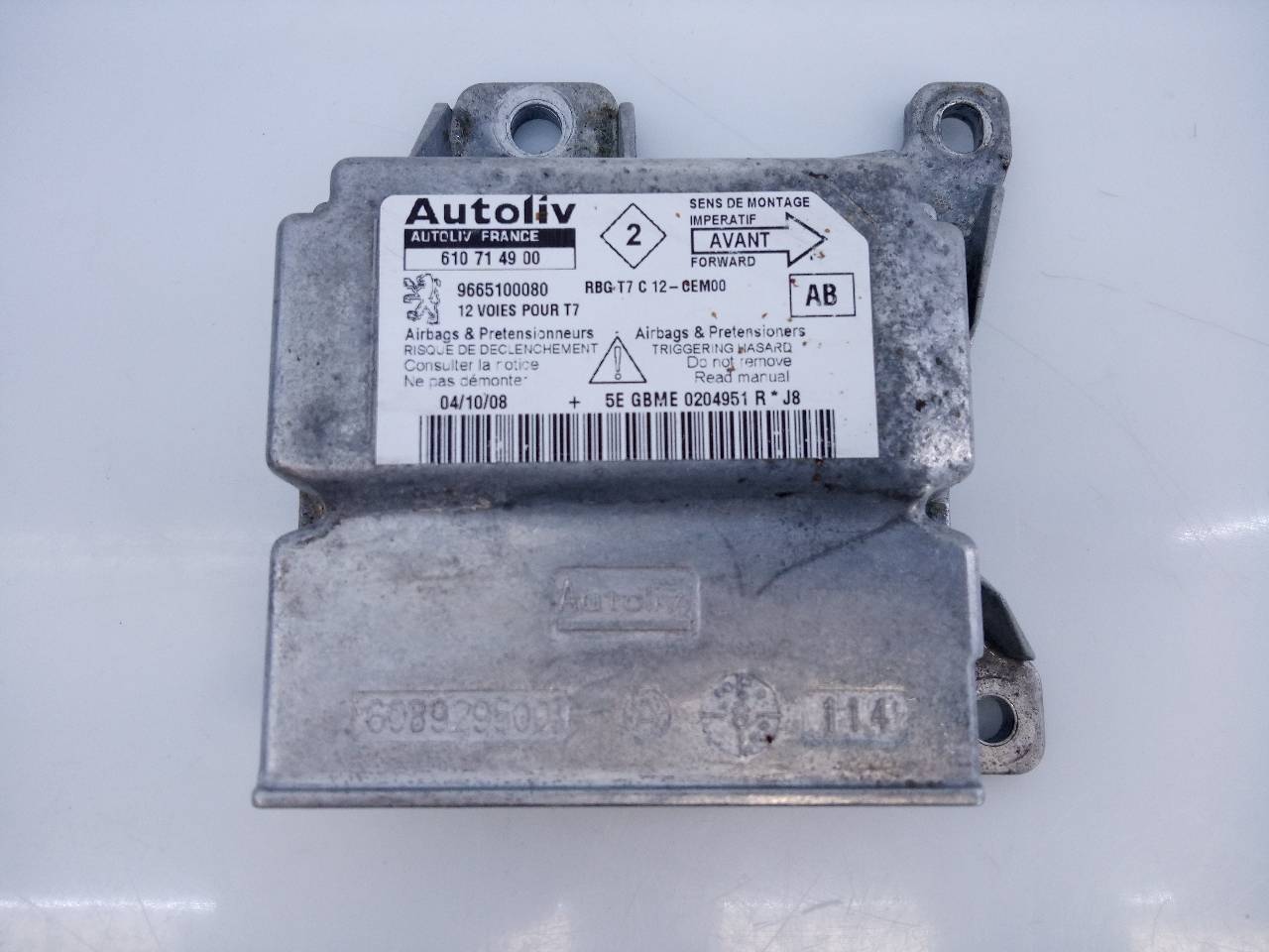 PEUGEOT 308 T7 (2007-2015) SRS Control Unit 9665100080,610714900,E3-B2-35-1 18660264