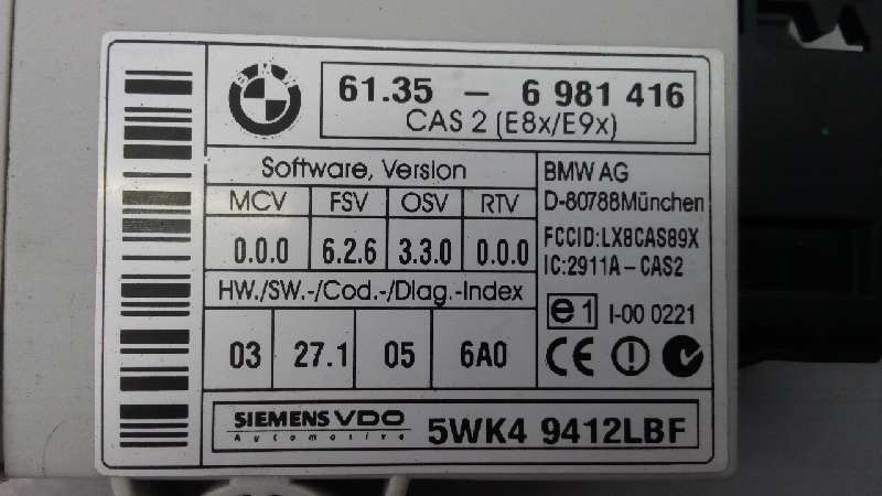 CHEVROLET 3 Series E90/E91/E92/E93 (2004-2013) Autres unités de contrôle 61356981416, 5WK49412LBF, E3-A2-40-3 18537713