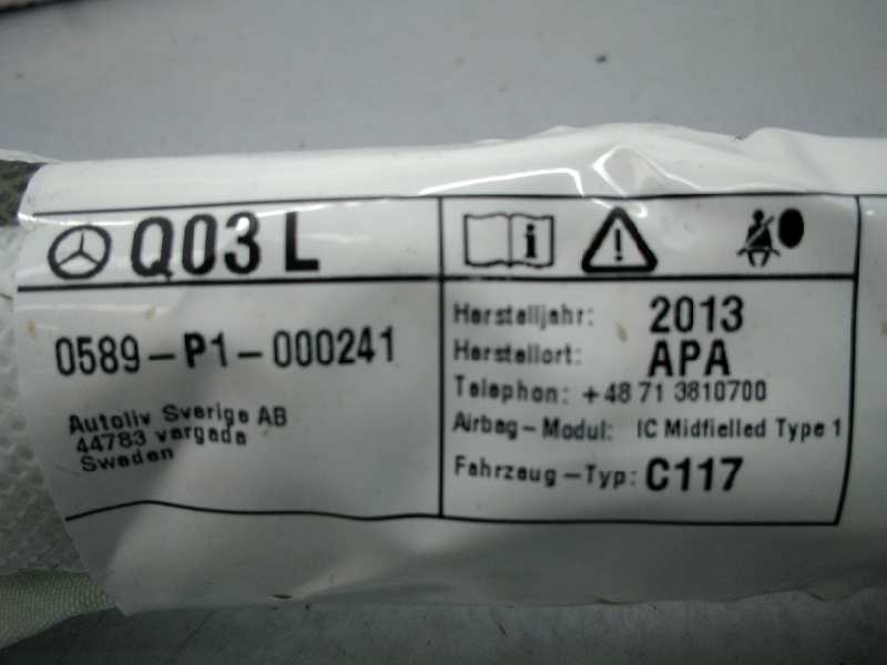 MERCEDES-BENZ CLA-Class C117 (2013-2016) Left Side Roof Airbag SRS 0589P1000241, E1-A2-43-2 18526005