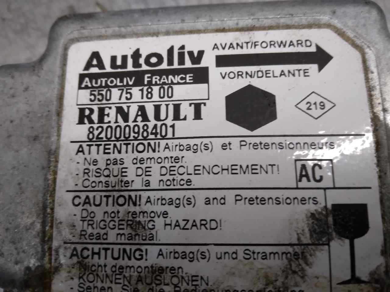 ASTON MARTIN Kangoo 1 generation (1998-2009) SRS Control Unit AUTOLIV,AUTOLIV+0285001157 19842259