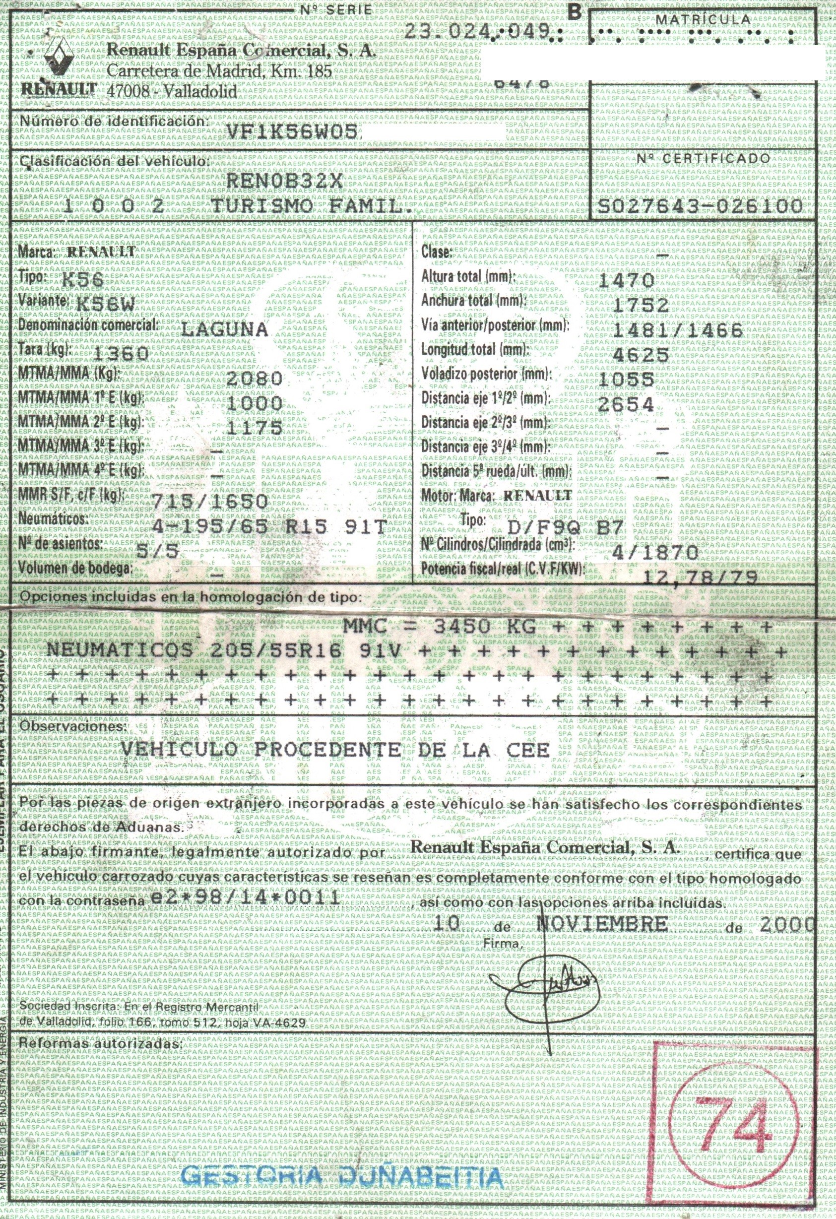 KIA Laguna 2 generation (2001-2007) Barre de renfort de collision arrière DECHAPA, 5PUERTAS 19806696